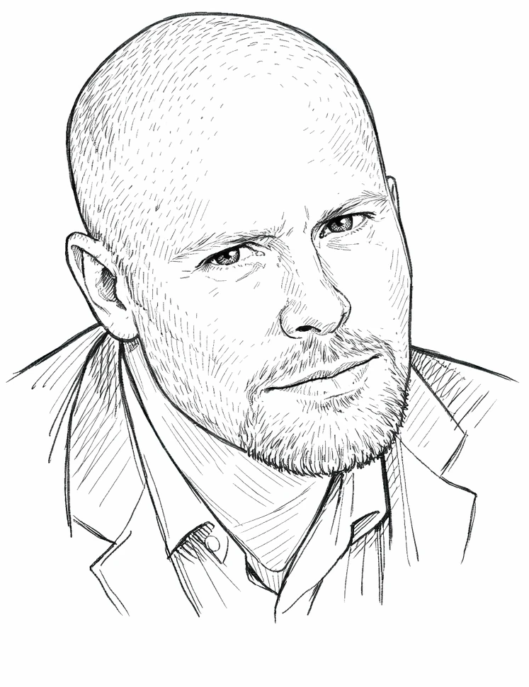 Drawing of Ian Sanders for the JFDI Reflections on ESPC 2025: AI, Community, and What Comes Next article. Image was created using AI