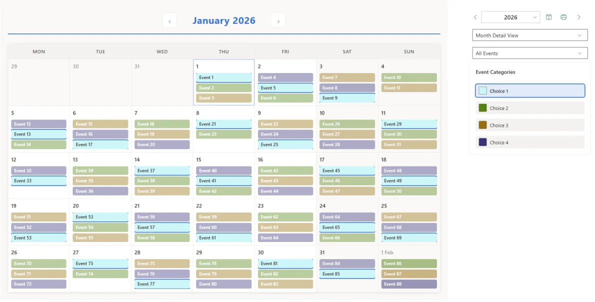 Calendar Planner web part properties pane - Filter by Category