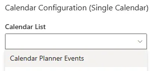 Calendar Planner web part properties pane - selecting a Calendar List