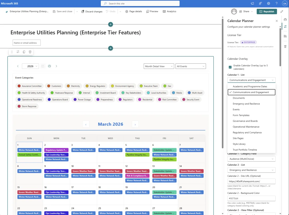 Leveraging calendars overlay feature for copmlex scenarios